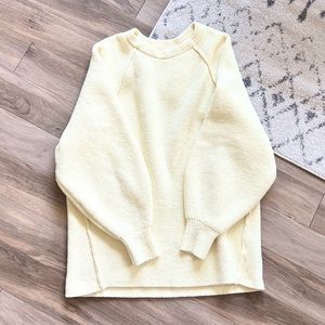 Free People Super Soft Lemon Yellow Chenille Oversized Sweater Size S Small